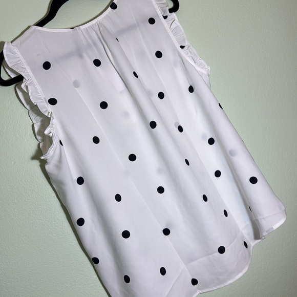 LOFT L polka dot sleeveless blouse top - Picture 4 of 6